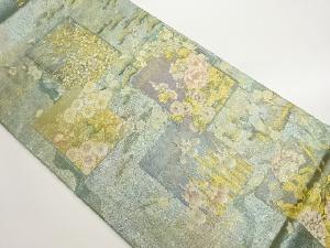 色紙に松竹梅・花々模様織出し袋帯